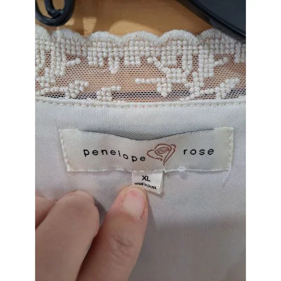 Penelope Rose Floral Maxi Dress XL Lace Trimmed Boho Long Sleeve Tiered Buttons - Picture 2 of 12